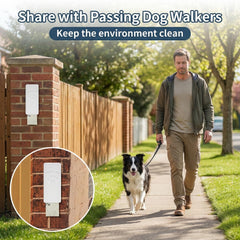 Tapa magnética de qeerable en dispensador para bolsas de perro.