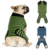 QUEARN camiseta recuperación perro azul rayas, protección de heridas postoperatorias.