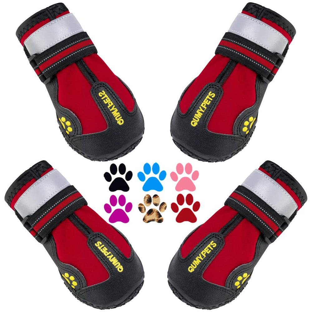 QUMY Zapatos para perros grandes con cierre ajustable para paseos seguros.