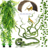QUOZUO planta reptil flexible: ideal para trepar y decorar terrario.