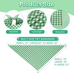 Bandana QUQULE verde grande, patrón de cuadros, dos caras para cambiar estilo