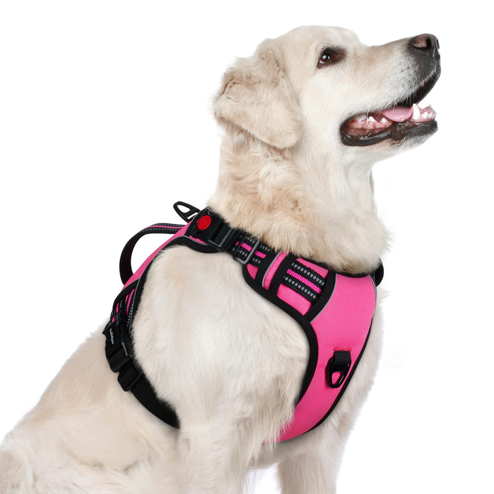 Rabbitgoo arnés para perros grandes, rosa, mango acolchado, facilita control suave durante paseos.