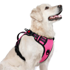 Rabbitgoo arnés para perros grandes, rosa, mango acolchado, facilita control suave durante paseos.