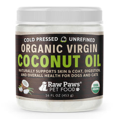 Raw Paws Aceite de coco orgánico virgen en bote para pelaje brillante