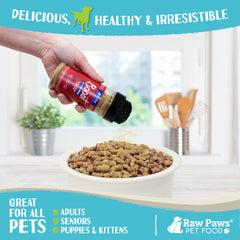 Salsa para comida seca Raw Paws Boost para realzar sabor.