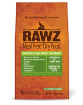 Rawz alimento seco para perro en empaque 3-5 lb, fácil de almacenar.
