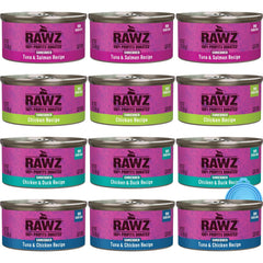 Rawz gato comida humeda deshebrada atun-salmon, sabor que estimula el apetito