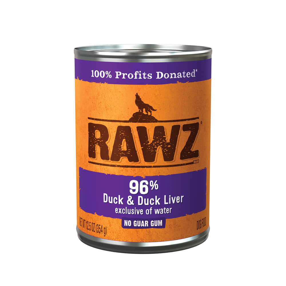 Rawz lata 96% carne de pato para perros, proteína de alta calidad.