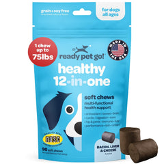 Ready Pet Go 12-en-1 multivitamínico para perros, envase de tabletas masticables para apoyo general