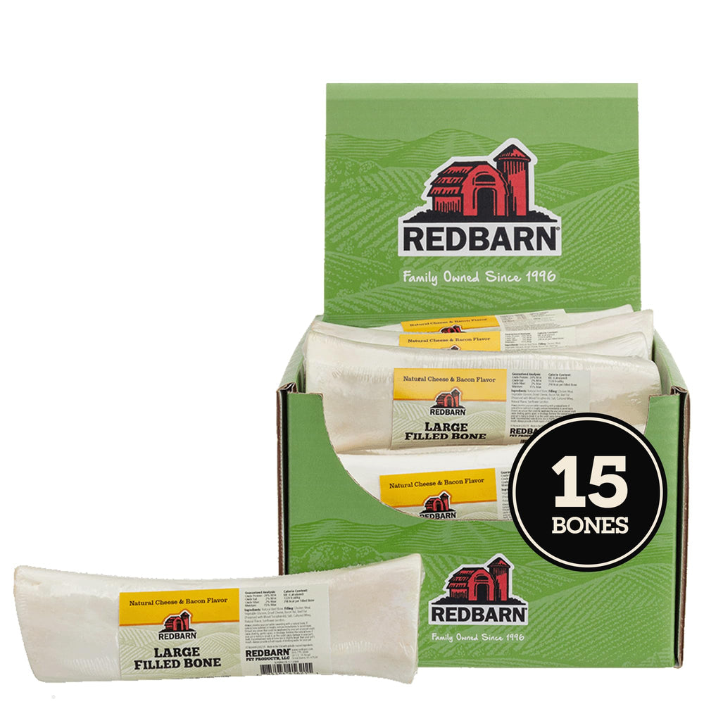 Redbarn Hueso Relleno Grande, queso y tocino: ideal para masticación prolongada.