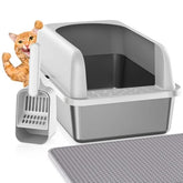 Refrze bacinilla para gatos en acero inoxidable con tapa, facilita la limpieza rápida
