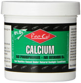 Rep-Cal calcio sin fósforo en frasco, suplemento seguro para reptiles.