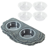 REPTIZOO Bandeja de alimentación imantada con doble cuenco, estable para terrario.