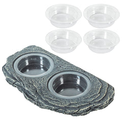 REPTIZOO Bandeja de alimentación imantada con doble cuenco, estable para terrario.