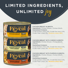 Reveal ingredientes naturales en lata, sin aditivos artificiales para una comida limpia.