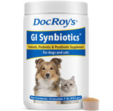 Revival Doc Roy's GI Synbiotics granulado en frasco para perros y gatos, apoyo digestivo diario.