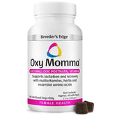 Revival Oxy Momma Soft Chews muestra la botella, apoyo posparto para madres lactantes.