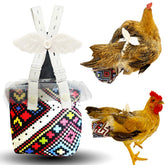 Pañales Revoloza para pollos interiores con bolsa reemplazable y control de desechos.