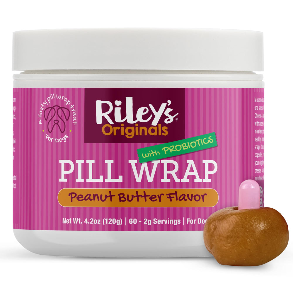 Riley's Pill Wrap para perros: pasta suave de mantequilla de cacahuete para ocultar la medicación.
