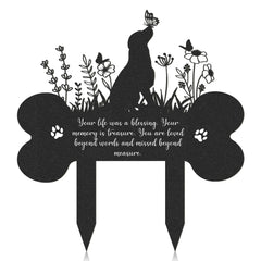 Rngmsi lapida perro metal grande hueso, recuerdo duradero para el jardín.