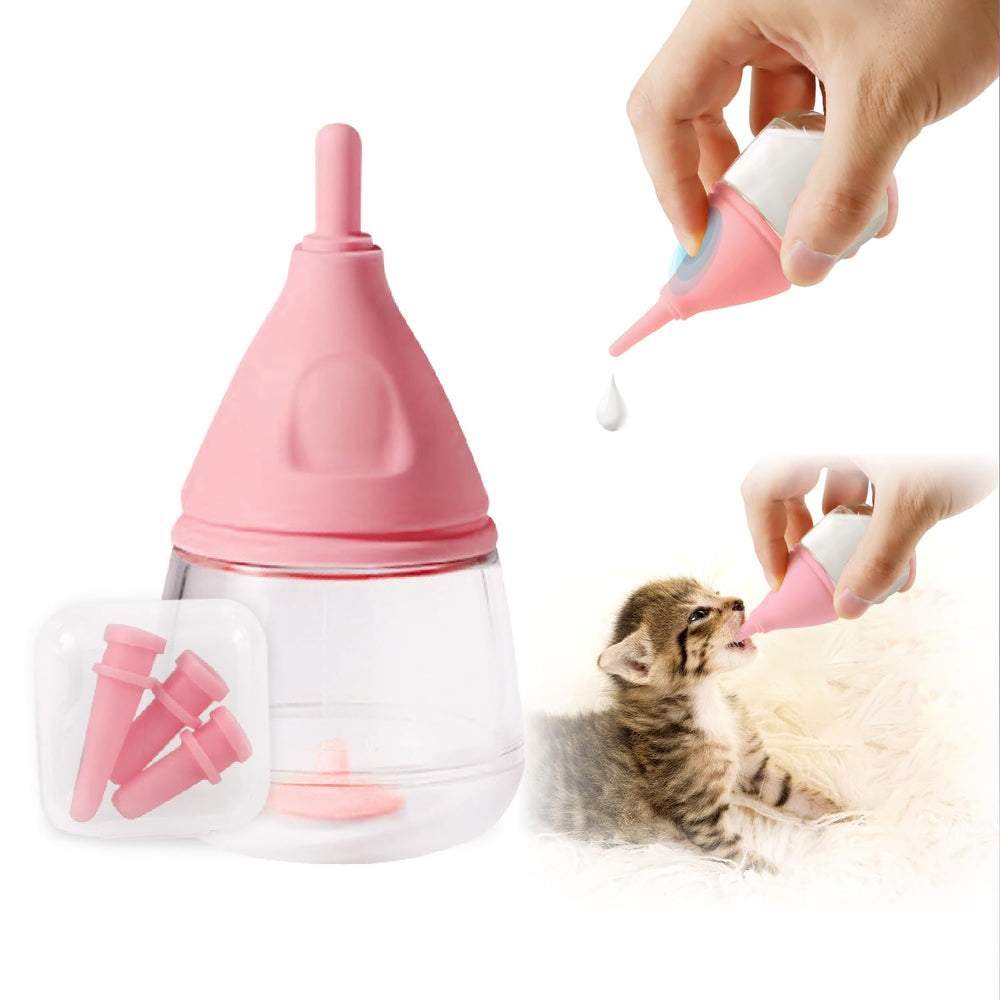 Rock Tech biberón ergonómico para gatito, 40 ml, rosa, facilita la alimentación.