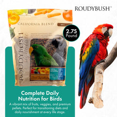 RoudyBush California Blend gránulos para aves, facilita transición suave en la dieta.