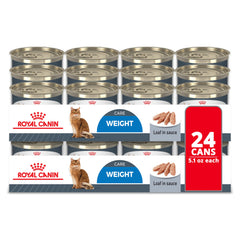 Royal Canin Feline Weight Care Loaf en Salsa: lata abierta, porciones listas para servir.