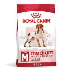 Royal Canin mediano adulto, bolsa 4 libras, opción conveniente para alimento diario.