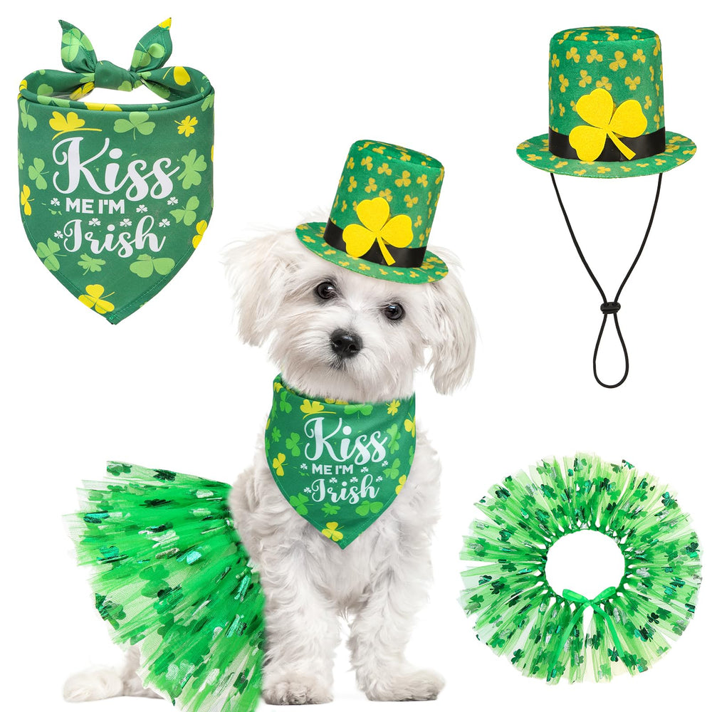 SCENEREAL disfraz de perro San Patricio con pañuelo, ideal para fiestas y fotos.