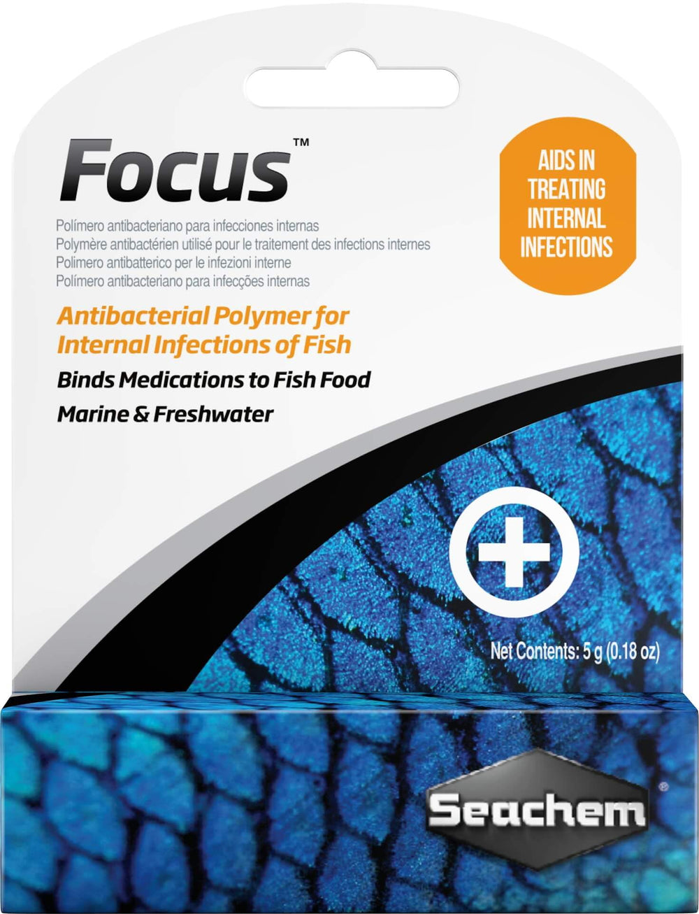 Seachem Focus 5gram polvo en caja para infecciones internas de peces