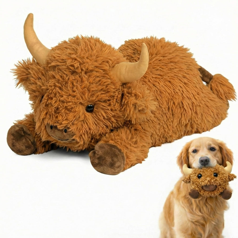 seenelling juguete perro vaca de las Tierras Altas con chirrido para estimular el juego