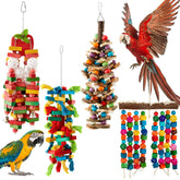 Seenelling juguetes para aves grandes: conjunto de 4 piezas que atrae y entretiene a tu ave