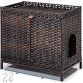 SETVSON caja de arena para gatos en ratán tejido a mano, vista frontal, estilo elegante para sala