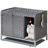 SETVSON mueble caja litter con divisor: oculta la arena y reduce olores.