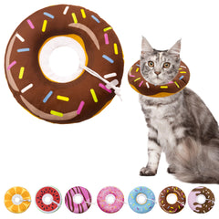 Seyezo collar cono blando para gato, rosquilla marrón, protege contra lamido de heridas
