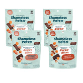 Shameless Pets Jerky Bites, variedad de 4 bolsas, snack saludable para perros