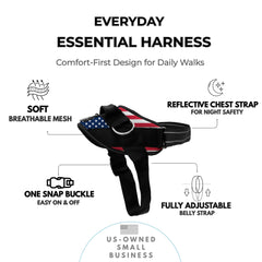 ShawnCo Arnés Esencial con tres anillos, opción de enganche versátil para entrenamiento.