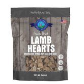 Premios Shepherd Boy Farms corazon de cordero en empaque, snack natural para perros y gatos.
