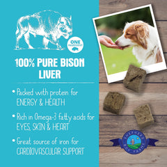 Shepherd Boy Farms higado de bison, primer plano de ingredientes naturales.