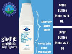 Shepherd Boy Farms Polvo de leche de cabra para hidratar.