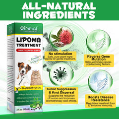 Masaje suave con aceite de ricino para perros y gatos.