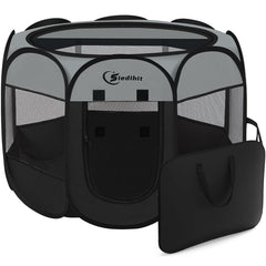 Siedihit corral de juego con malla lateral ofrece visión 360 para la mascota