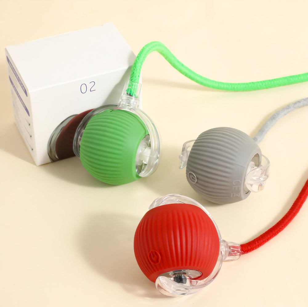 SilqueSense Pelota Gato Rodante Rojo, entretenimiento seguro para gatos en interiores.