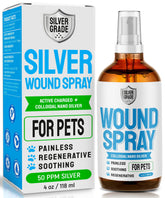 SILVER GRADE spray para heridas en mascotas, facilita la rápida limpieza de irritaciones.