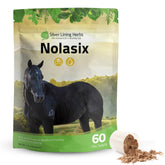 Nolasix de Silver Lining Herbs, dosis en polvo, para apoyo diario de la circulación del caballo.