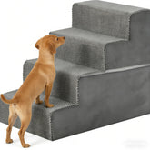 Simple Deluxe escaleras para perros de 4 pasos, facilitan subir al sofá sin saltos bruscos.