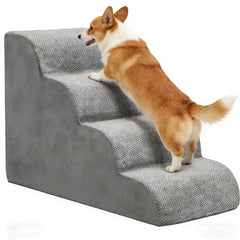 Simple Deluxe escalera para perros de cuatro pasos curvados, ideal para mascotas pequeñas.