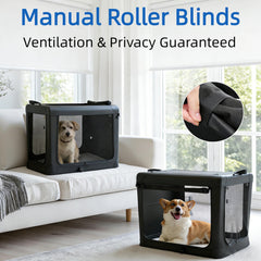 Simple Deluxe jaula para perros con ventanas de malla duraderas para ventilación.
