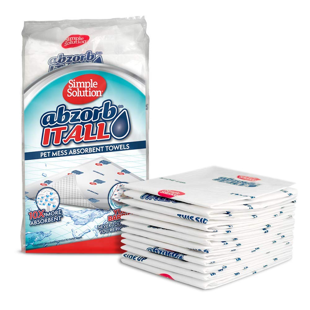 Abzorbitall de Simple Solution: toallas absorbentes en paquete para limpieza rápida de manchas de mascotas.