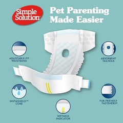 Pañales Simple Solution XXL absorben humedad para mantener seca a la perra.